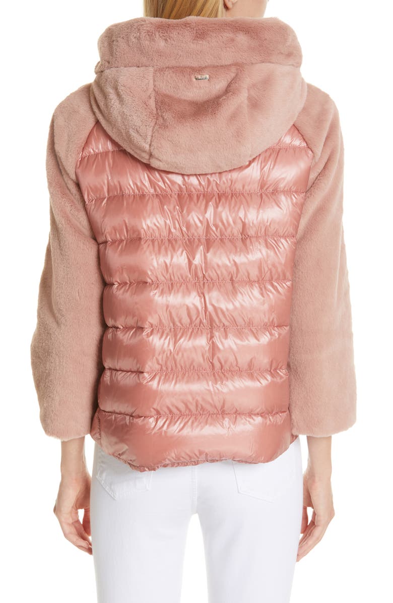 Herno Quilted Down Nylon & Faux Fur Puffer Jacket, Alternate, color, 