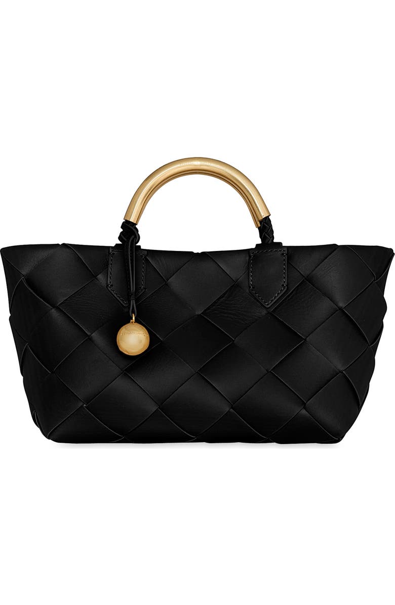 Rebecca Minkoff Mini Frankie Woven Leather Tote, Main, color, Black