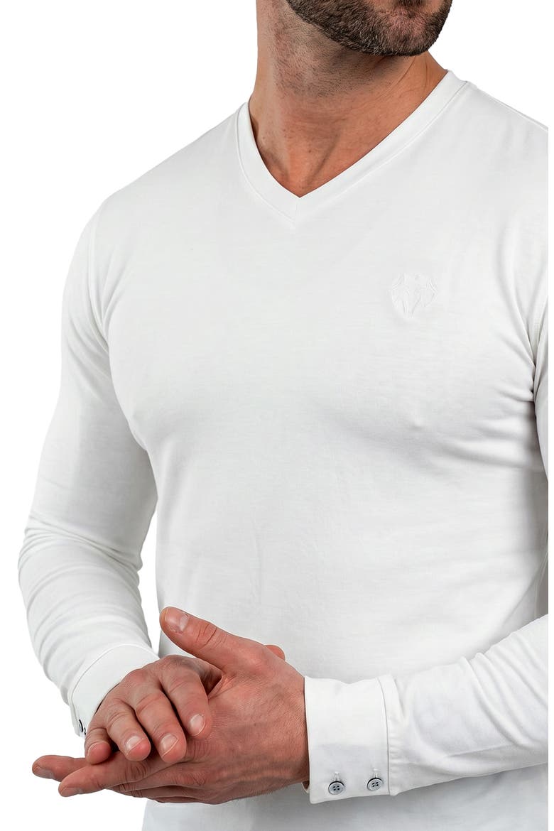 Rissa V-Neck Long Sleeve T-Shirt, Alternate, color, WHITE