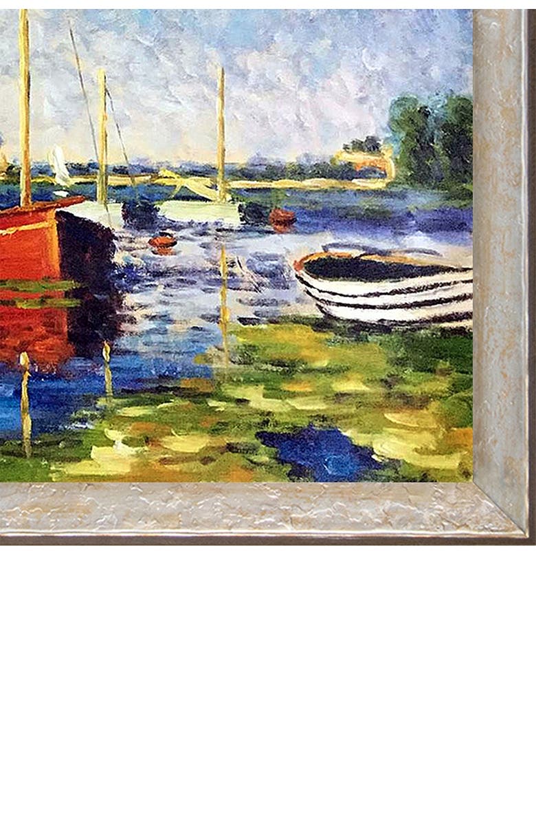OVERSTOCK ART Red Boats at Argenteuil by Claude Monet Framed Hand Painted Oil Reproduction on Canvas, Alternate, color, 