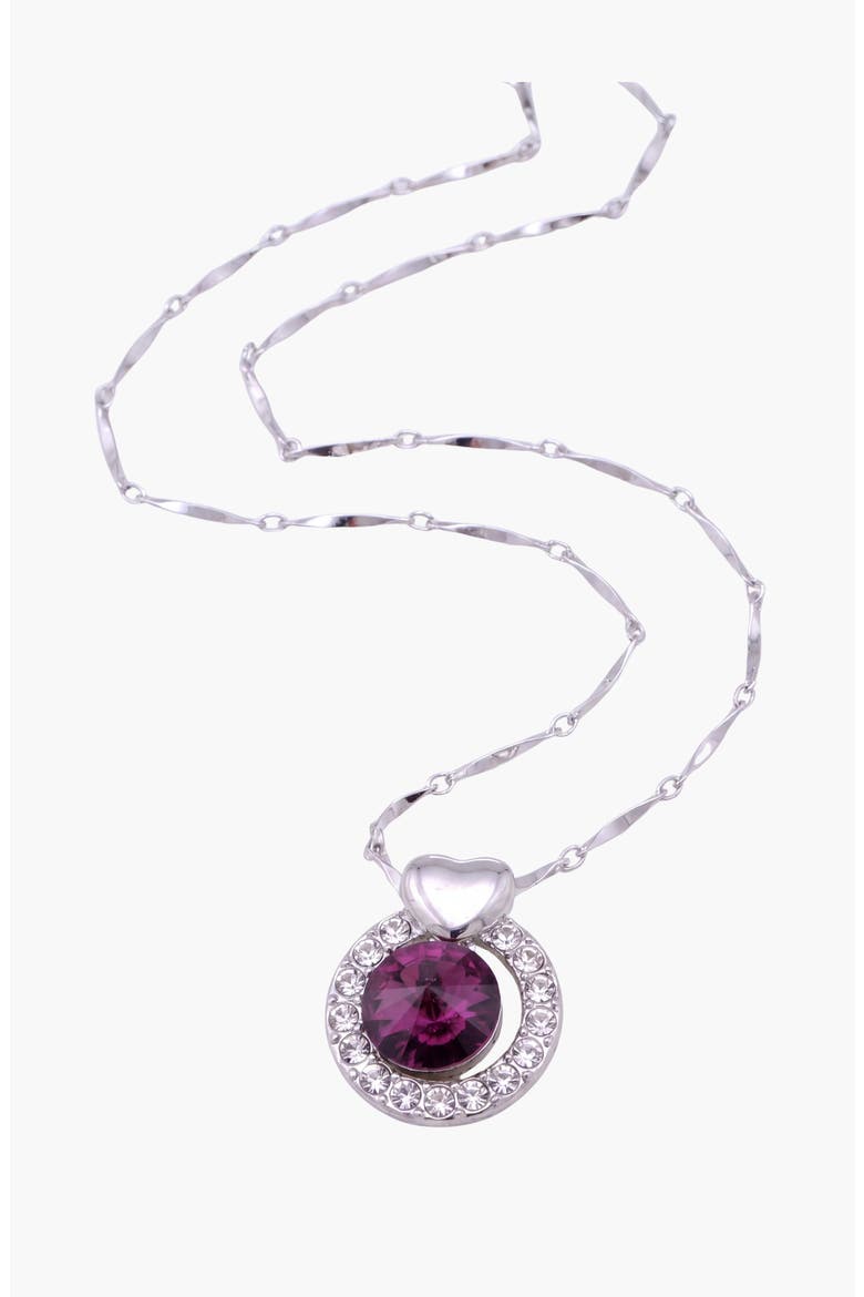 Amethyst Round Heart Accent Pendant Necklace, Alternate, color, Amethyst