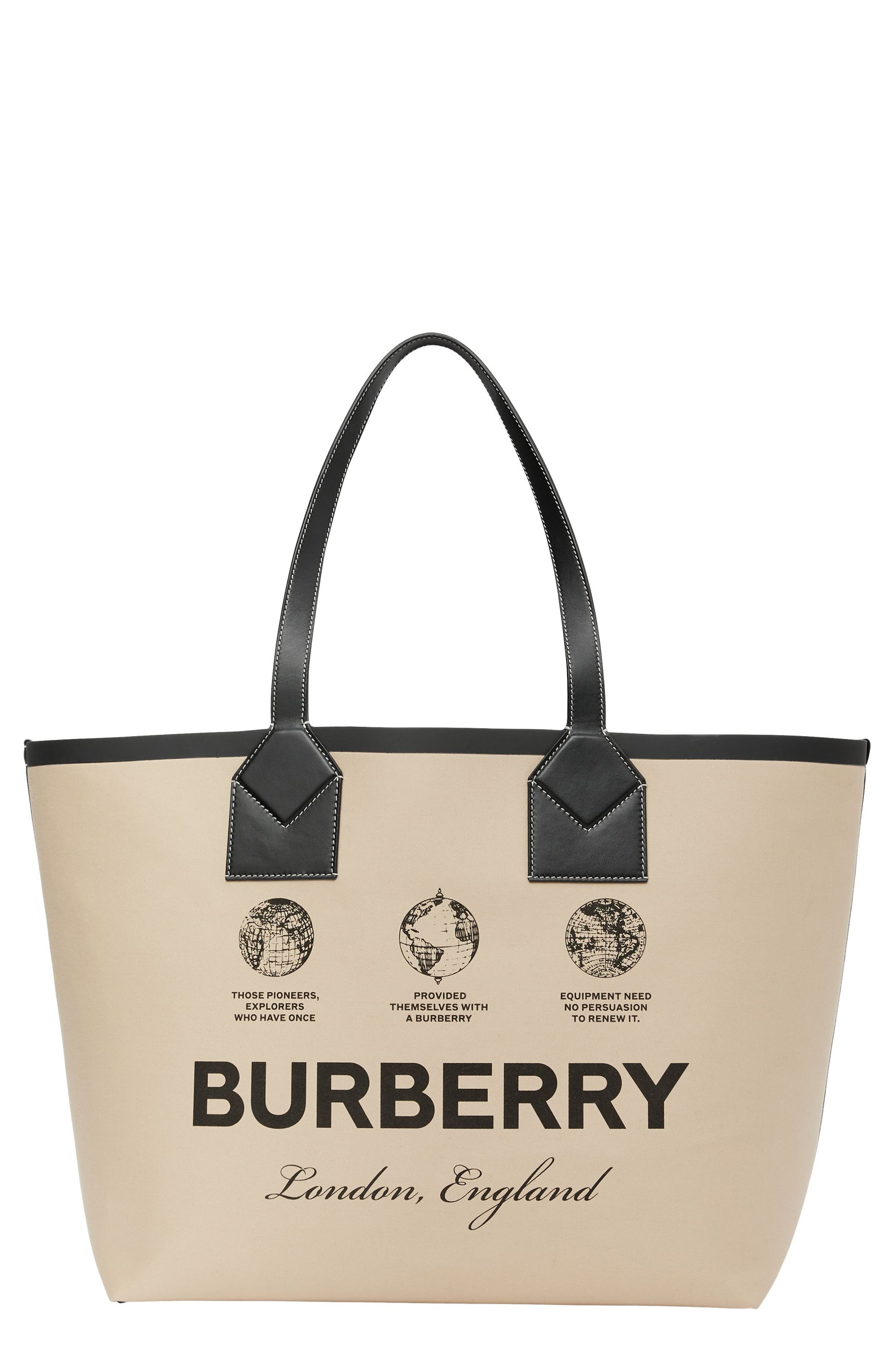 Burberry Large Heritage Canvas Tote, Main, color, 
