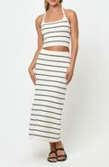 LSPACE Positano Stripe Halter Rib Crop Cover-Up Top