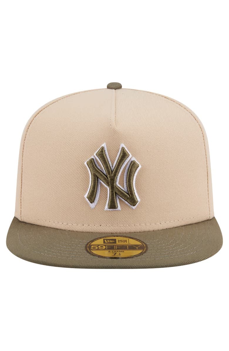 New Era Men's New Era Light Beige/Olive New York Yankees Two-Tone Color Pack A-Frame 59FIFTY Fitted Hat, Alternate, color, 