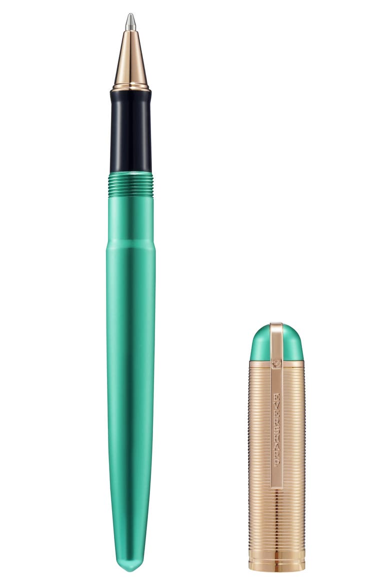 Skyline Emerald Rose Gold Trim Rollerball Pen, Main, color, Emerald Rollerball