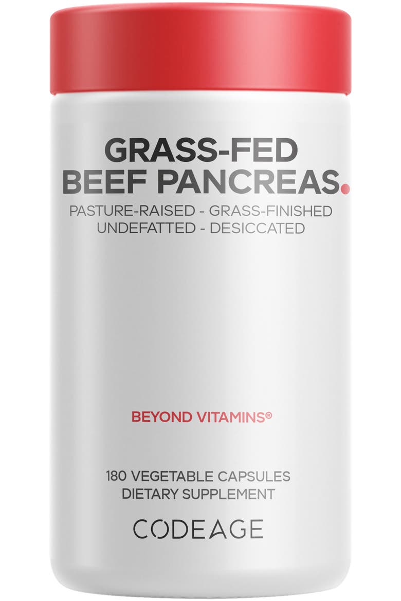 Grass-Fed Beef Pancreas Glandular Supplement, Main, color, White