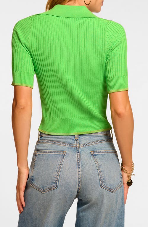 Shop Ramy Brook Kelly Rib Polo Sweater In Tropic Green