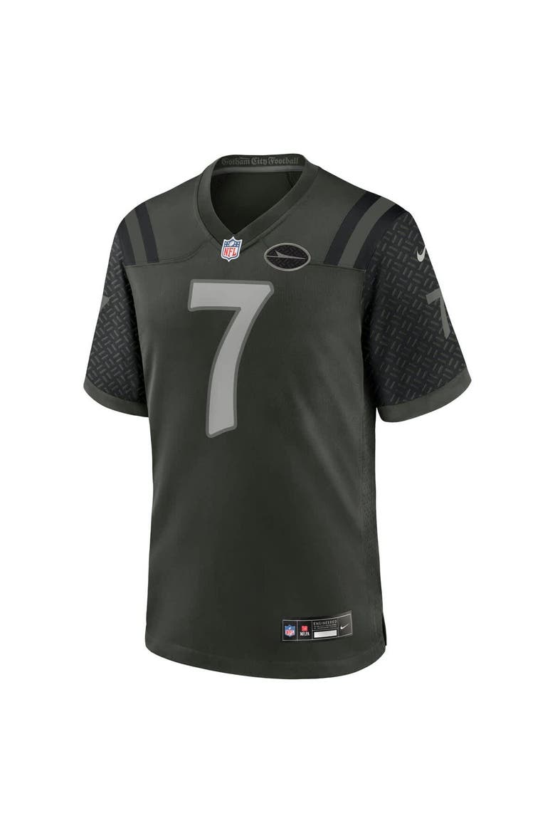 Men's Nike Justin Fields Gotham Green New York Jets 2025 Rivalries Collection Game Jersey, Alternate, color, Green