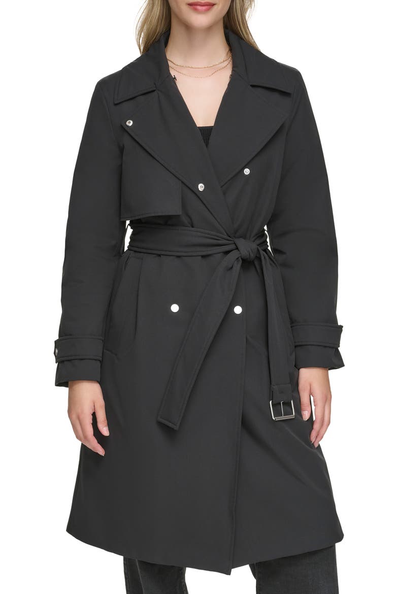 Water Resistant Belted Trench Coat, Main, color, BLACK