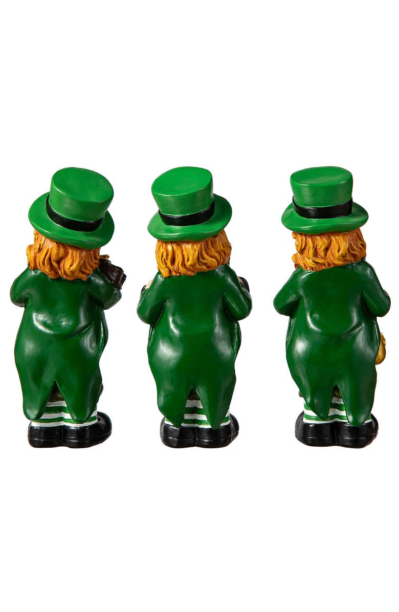 Glitzhome Set of 3 St. Patrick's Leprechaun Musicians Resin Table Decor, Alternate, color, 