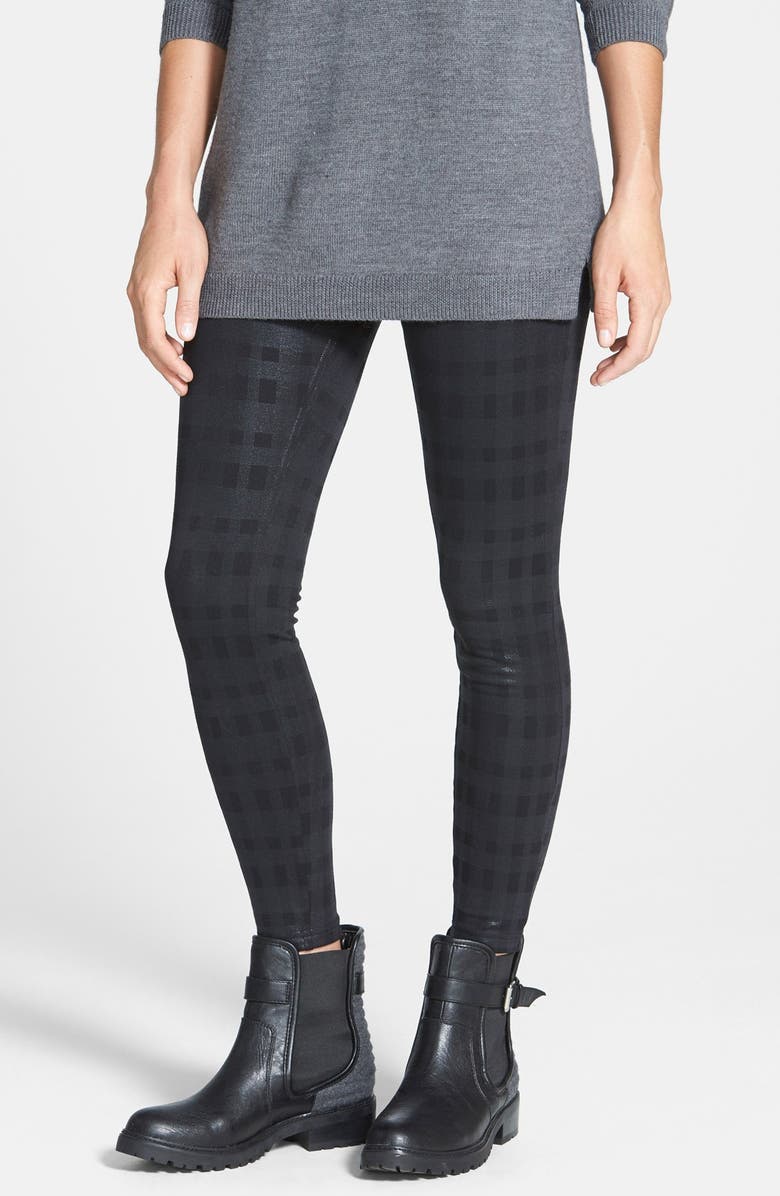 Hue Plaid Print Ponte Leggings, Main, color, 