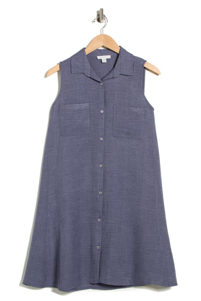 Two Pocket Sleeveless Shirtdress, Alternate, color, TWEED BLUE