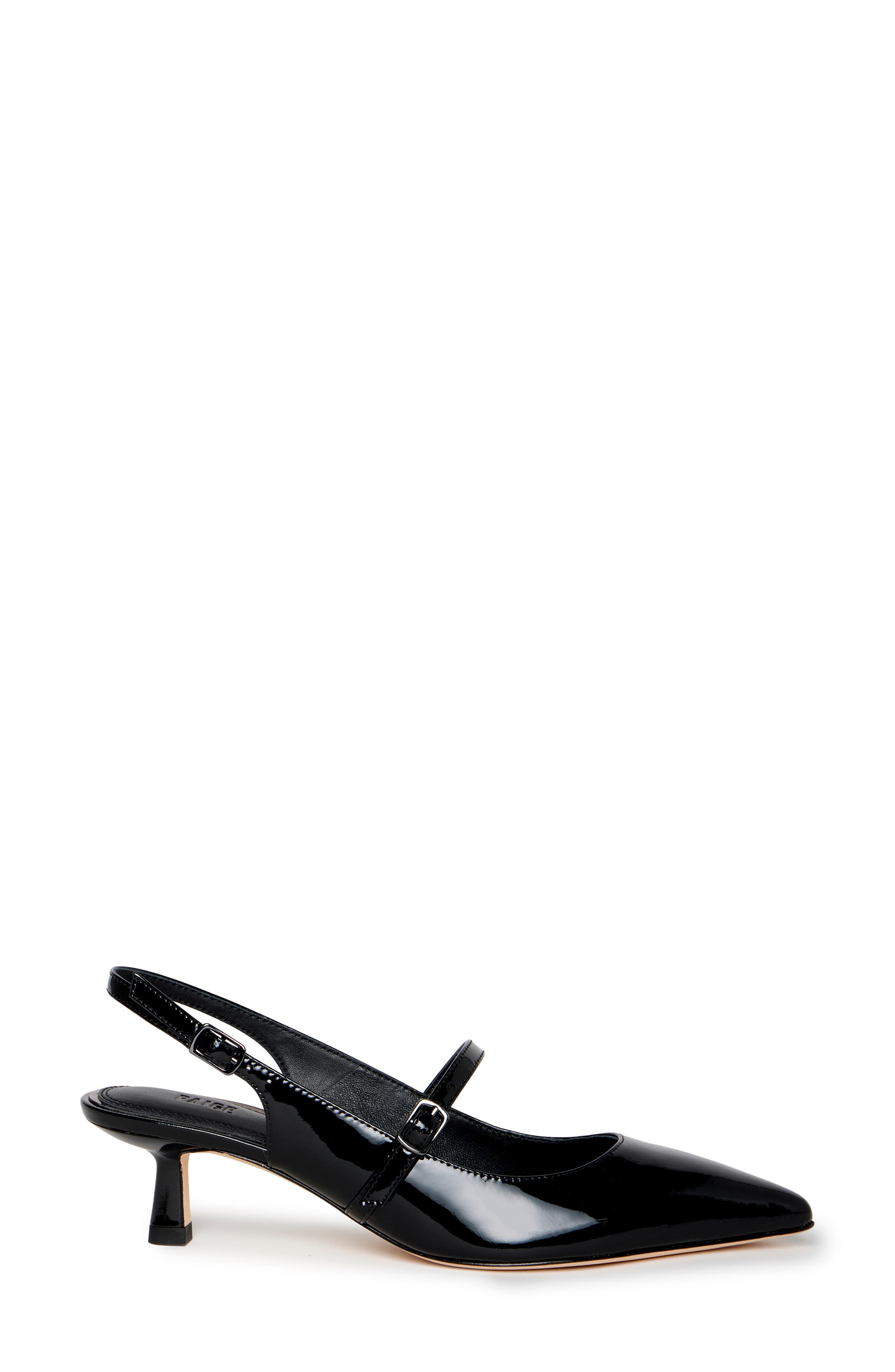 Maggie Slingback Pointed Toe Pump, Alternate, color, BLACK PATENT