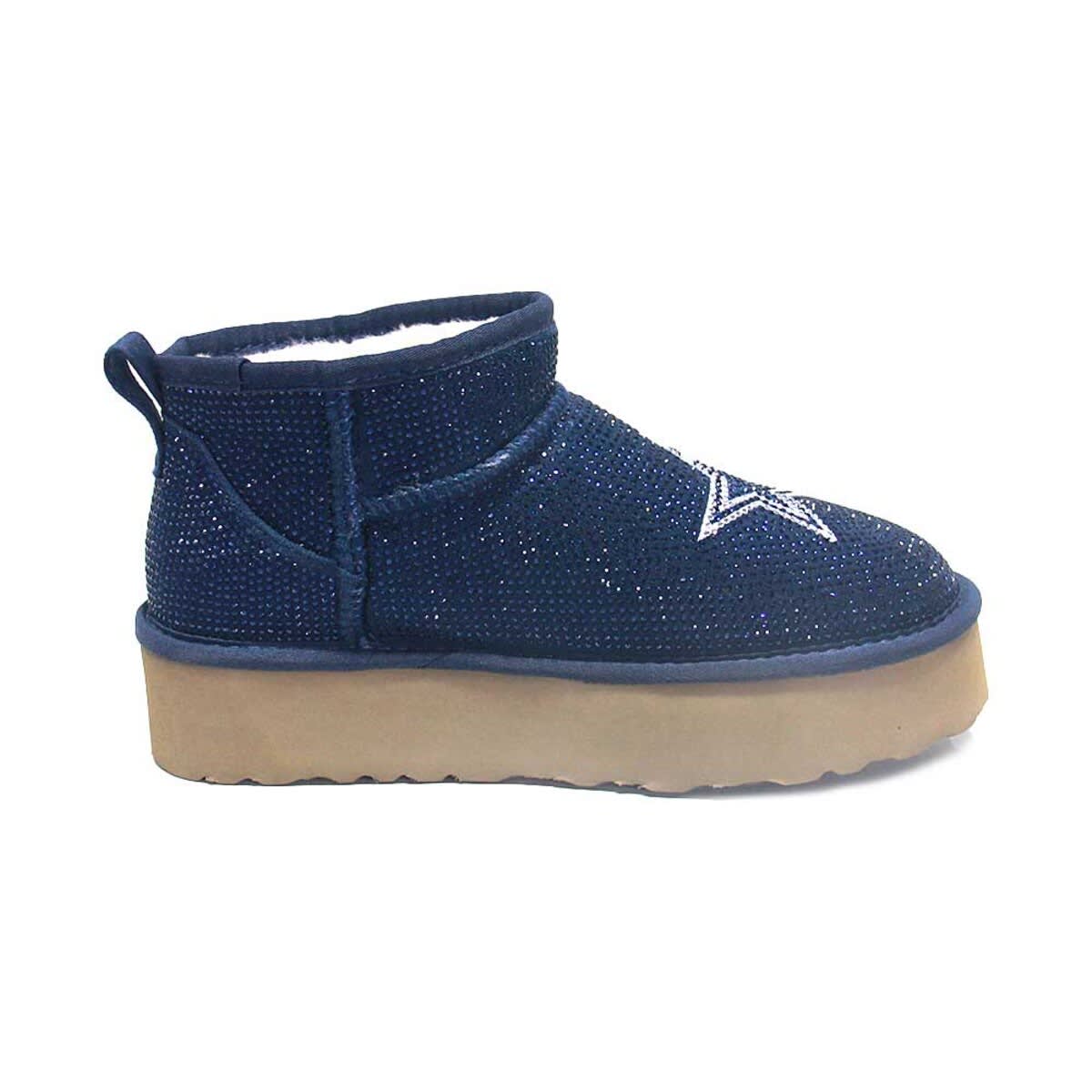 CUCE Women's Cuce Navy Dallas Cowboys Crystal Platform Boots, Alternate, color, 