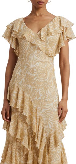 Floral Ruffle Georgette Gown