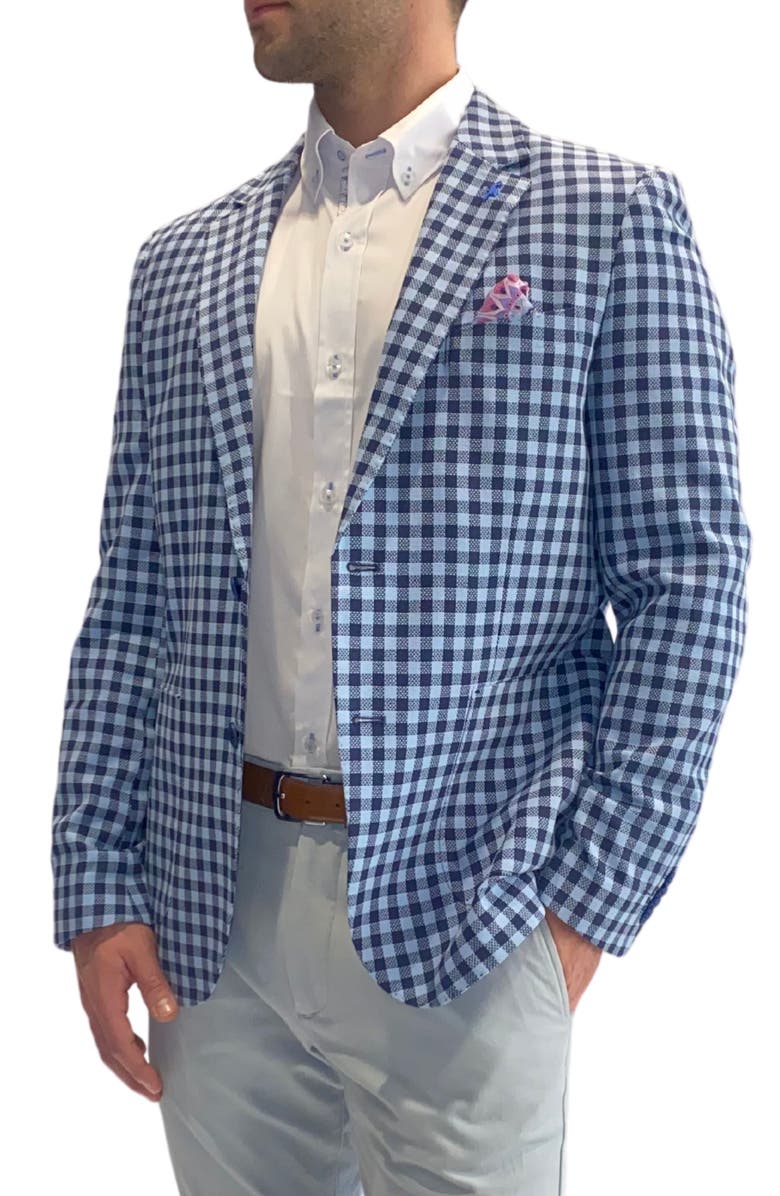TailorByrd Blue Textured Check Sportcoat, Alternate, color, Navy Light Blue
