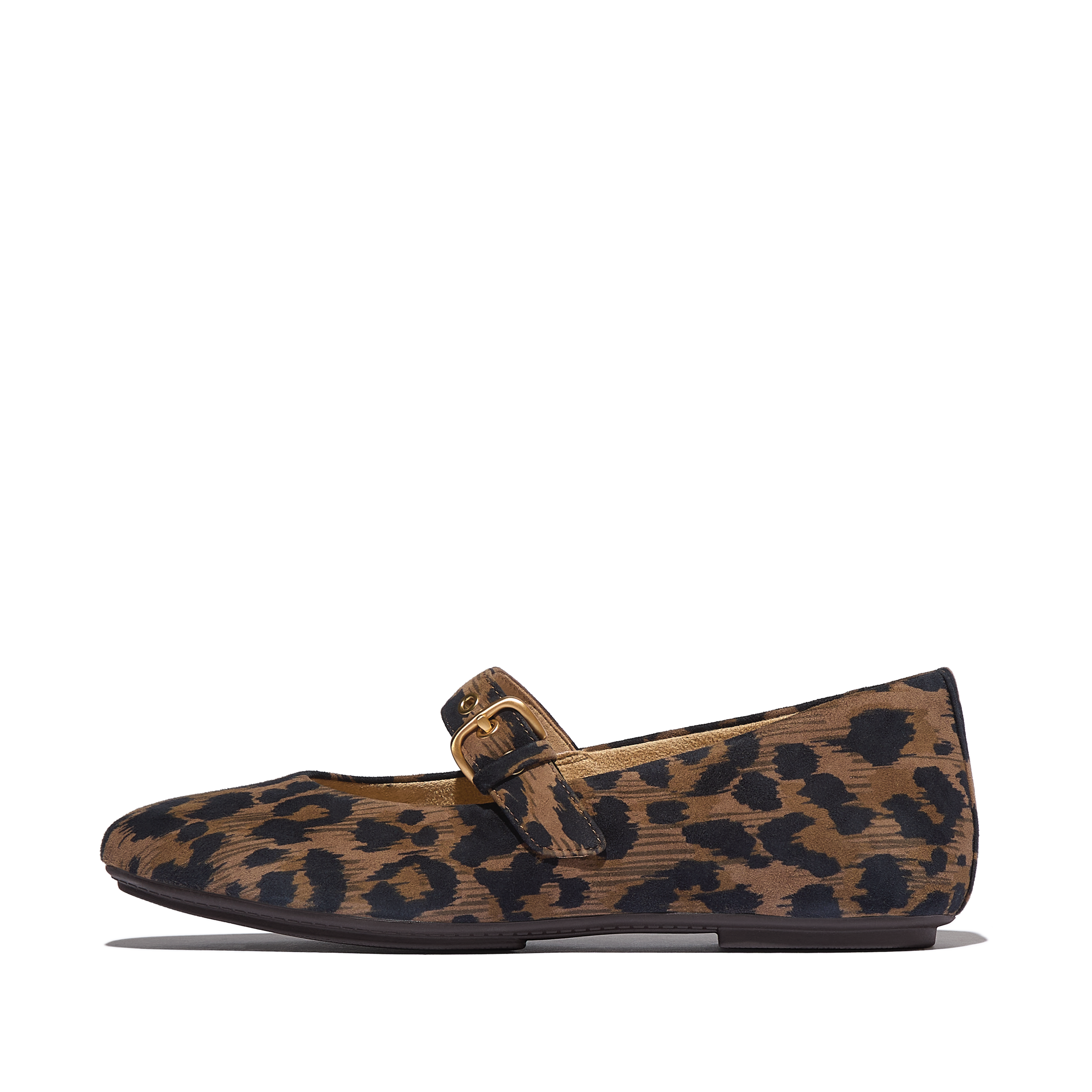 FitFlop Delicato Leopard Suede Mary Janes, Alternate, color, Chocolate Mix