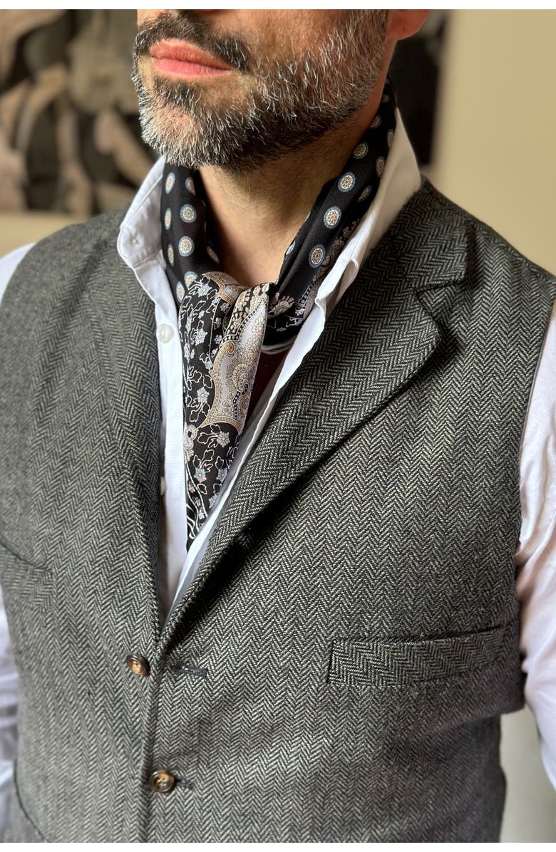 Elizabetta Filippo - Hand Rolled Silk Neckerchief for Men, Alternate, color, Black