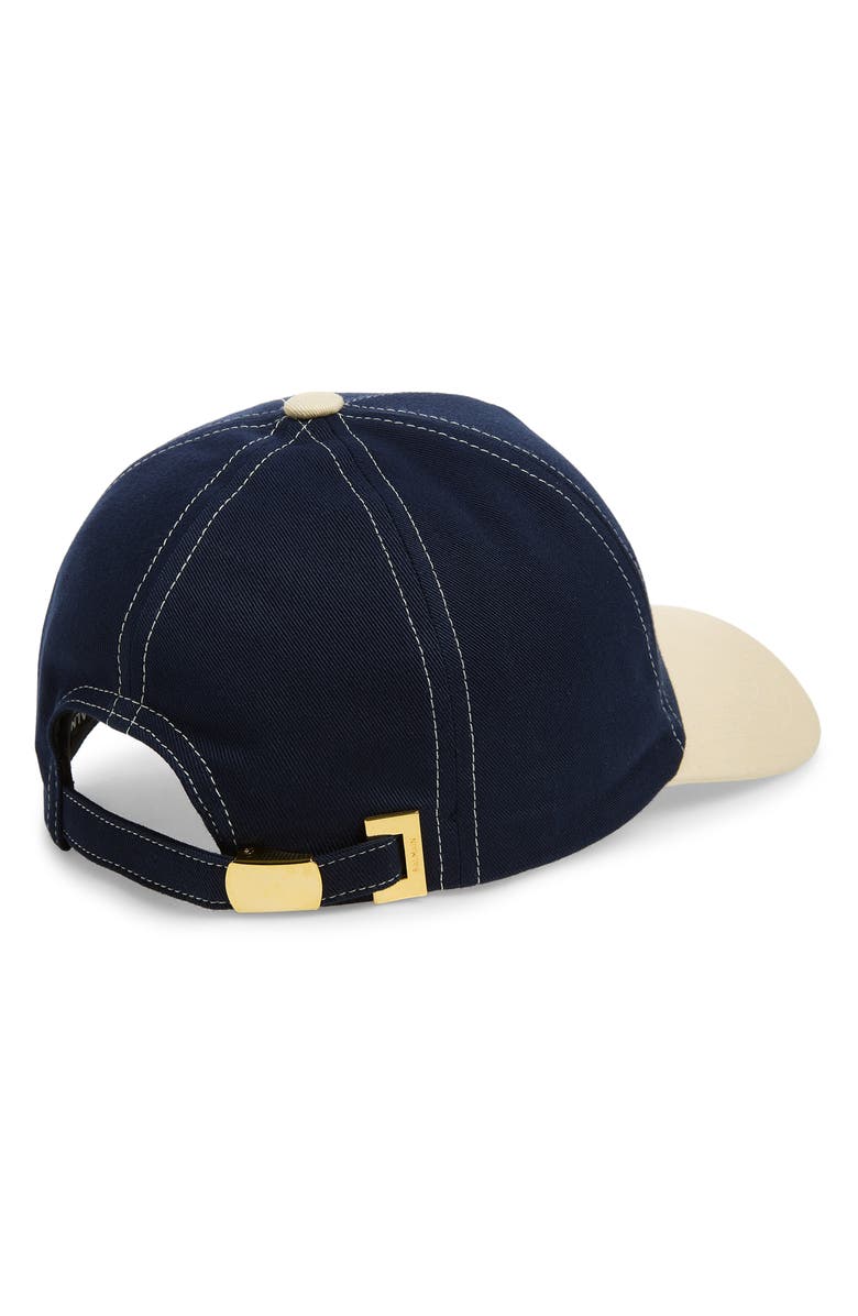 Balmain Club Logo Adjustable Cotton Twill Baseball Cap, Alternate, color, Navy Multi