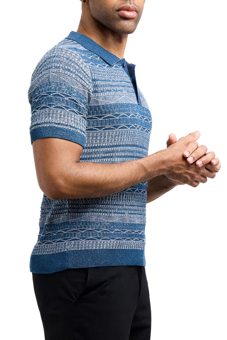 Jacquard Polo Sweater, Alternate, color, INDIGO