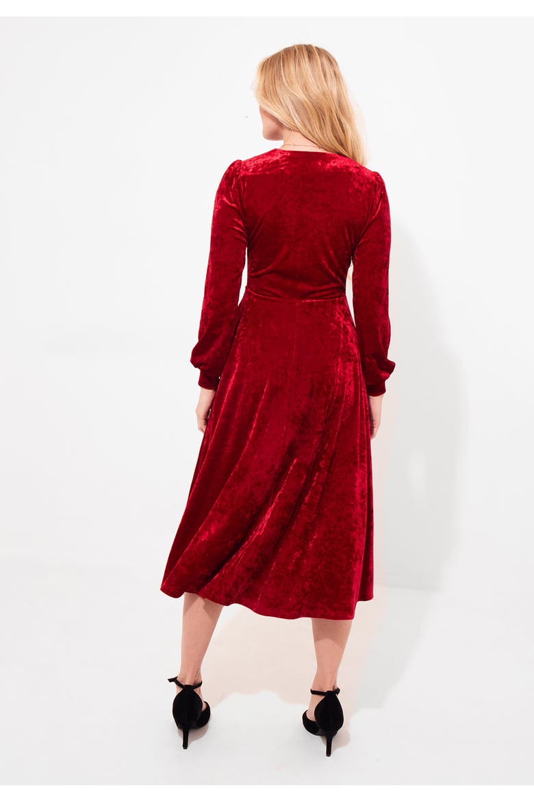 Crushed Velvet Midi Dress, Alternate, color, BRIGHT RUBY