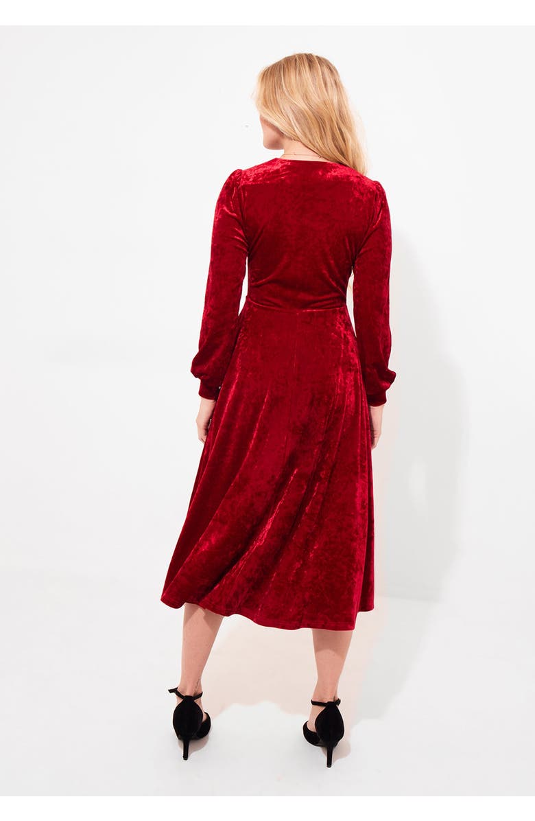 Joe Browns Crushed Velvet Midi Dress, Alternate, color, Bright Ruby