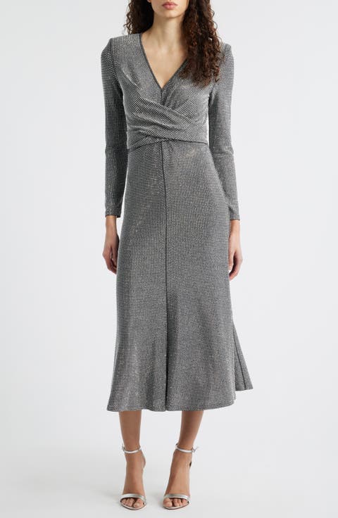 Rhys Rhinetone Long Sleeve Midi Dress