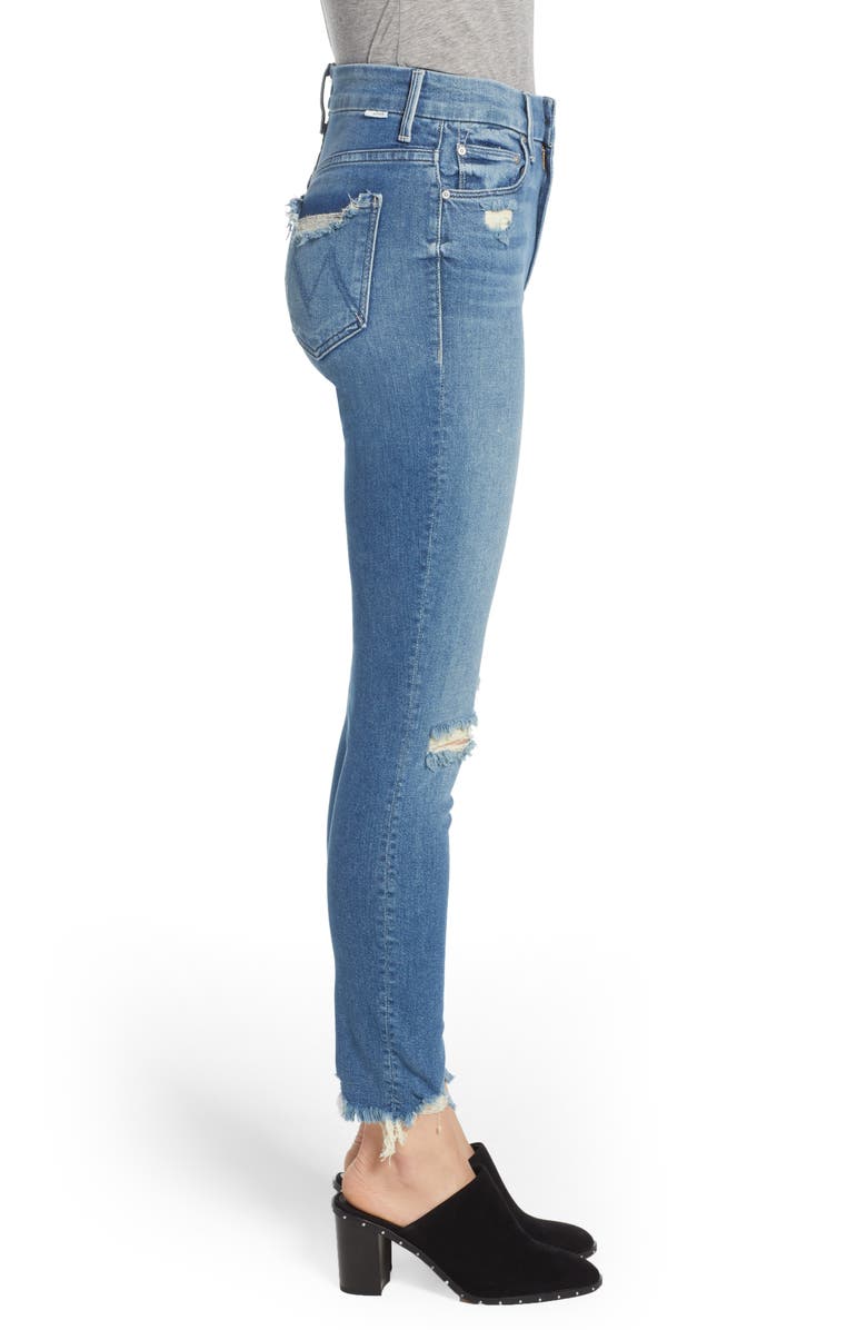 MOTHER The Looker High Waist Fray Ankle Skinny Jeans, Alternate, color, 