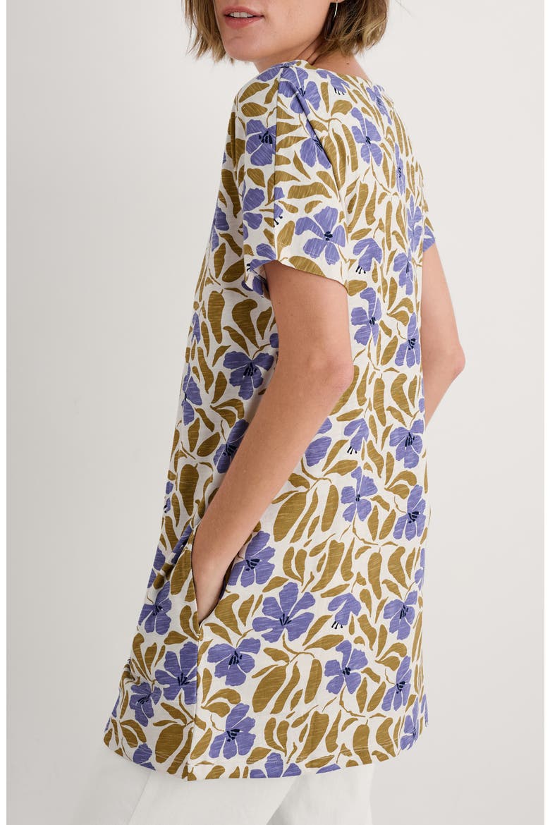 Ocean Gaze Cotton Jersey Tunic, Alternate, color, LEAFY FLORAL CHALK PEAR