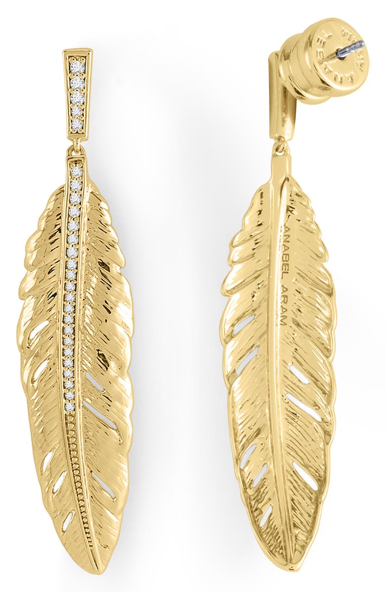Anabel Aram Jewelry Feather Drop Earrings, Alternate, color, Gold