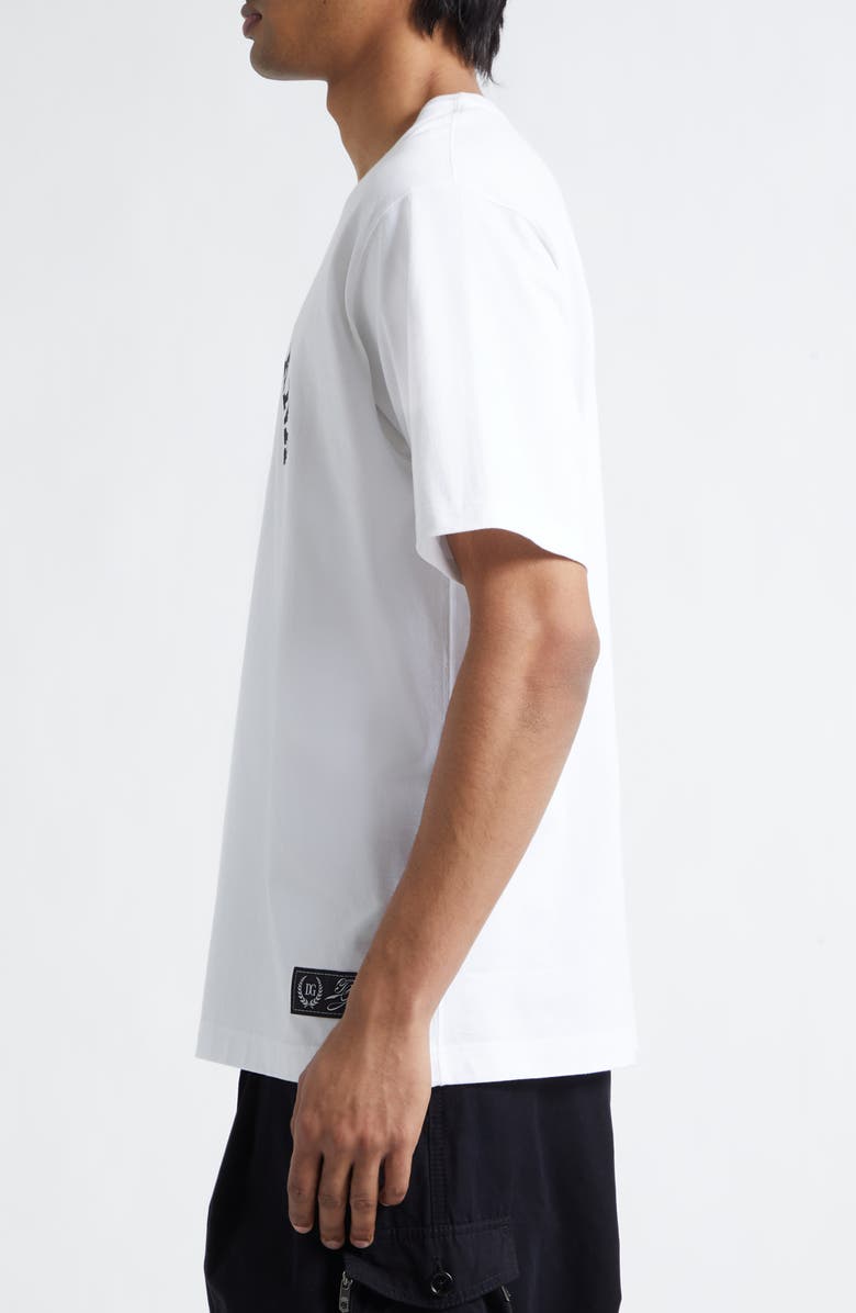 Dolce&Gabbana Logo Crest Embroidered Cotton T-Shirt, Alternate, color, Bianco Ottico