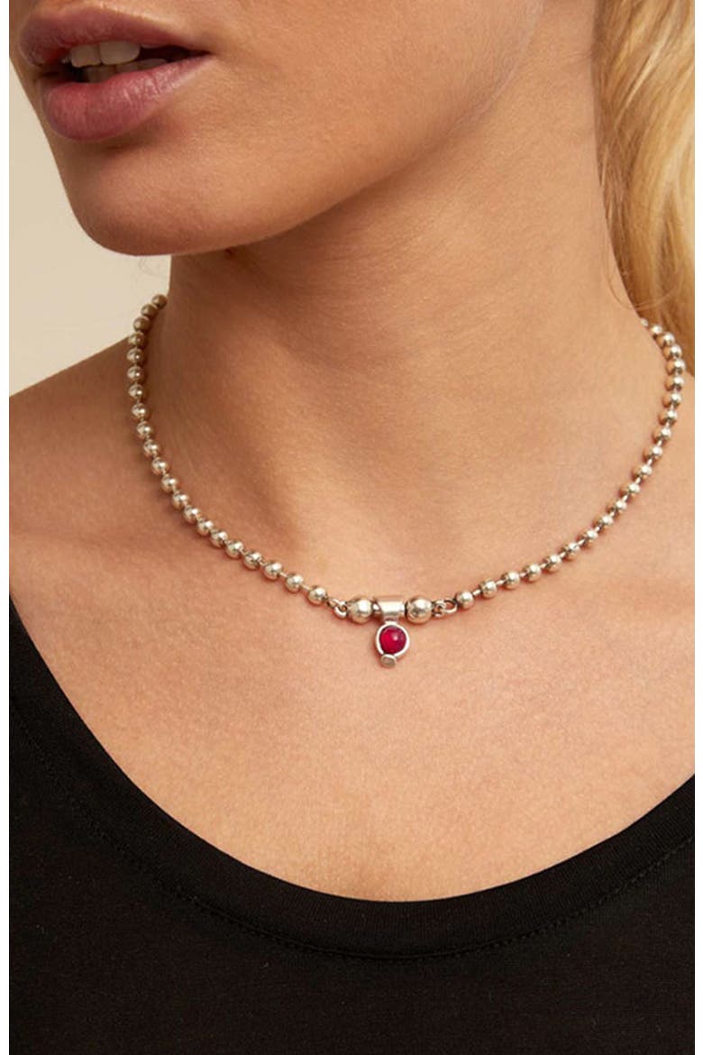 Sterling Silver Plated Charm with Agate Stone, Alternate, color, Silver