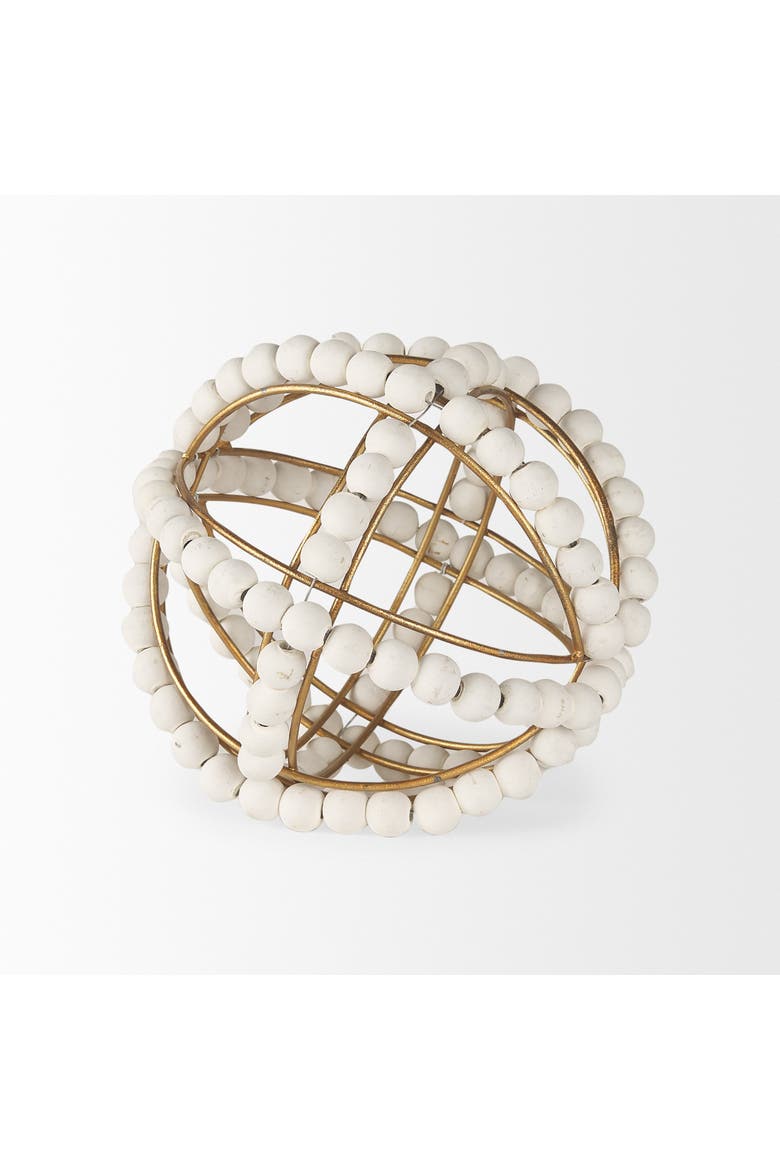 Espanlade I Wooden Beaded Orb, Alternate, color, White