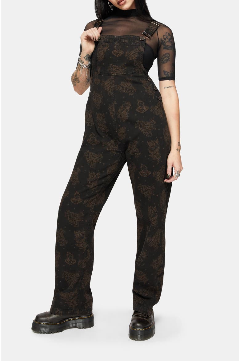 Hexborn Baba Yaga Denim Dungarees, Alternate, color, Black