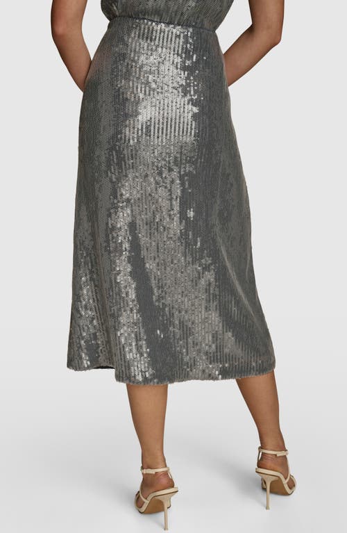 Donna Karan New York Sequin Mesh Skirt In Storm Blue