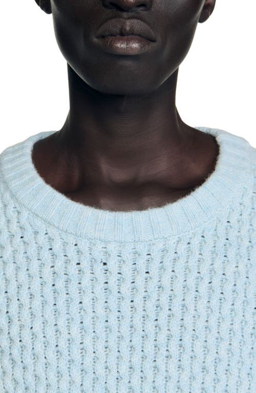 Sandro Wool Fine Knit Crewneck Sweater In Blue