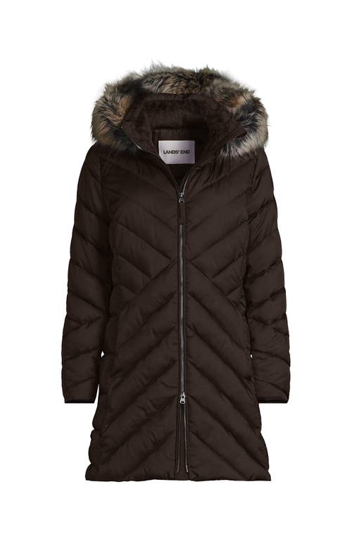 Lands' End Insulated Cozy Fleece Lined Primaloft Coat In Brown