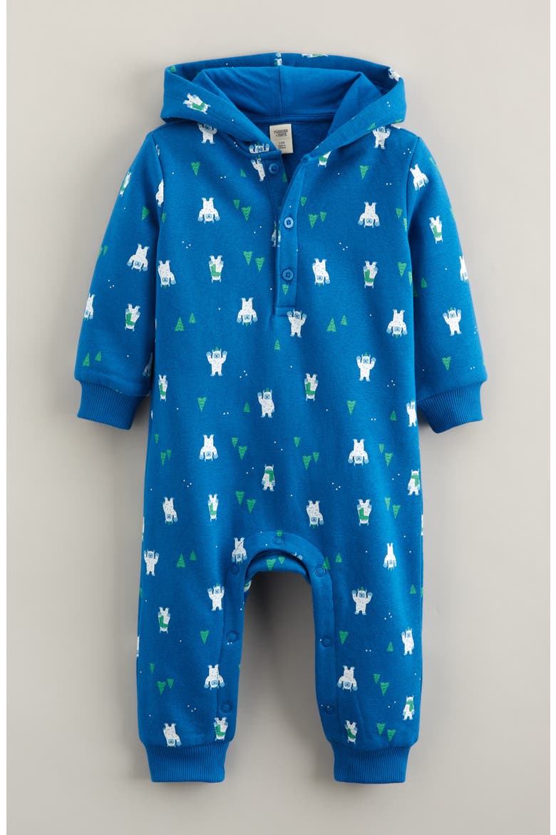 Cozy Hooded Romper, Main, color, BLUE EMPIRE COZY YETI