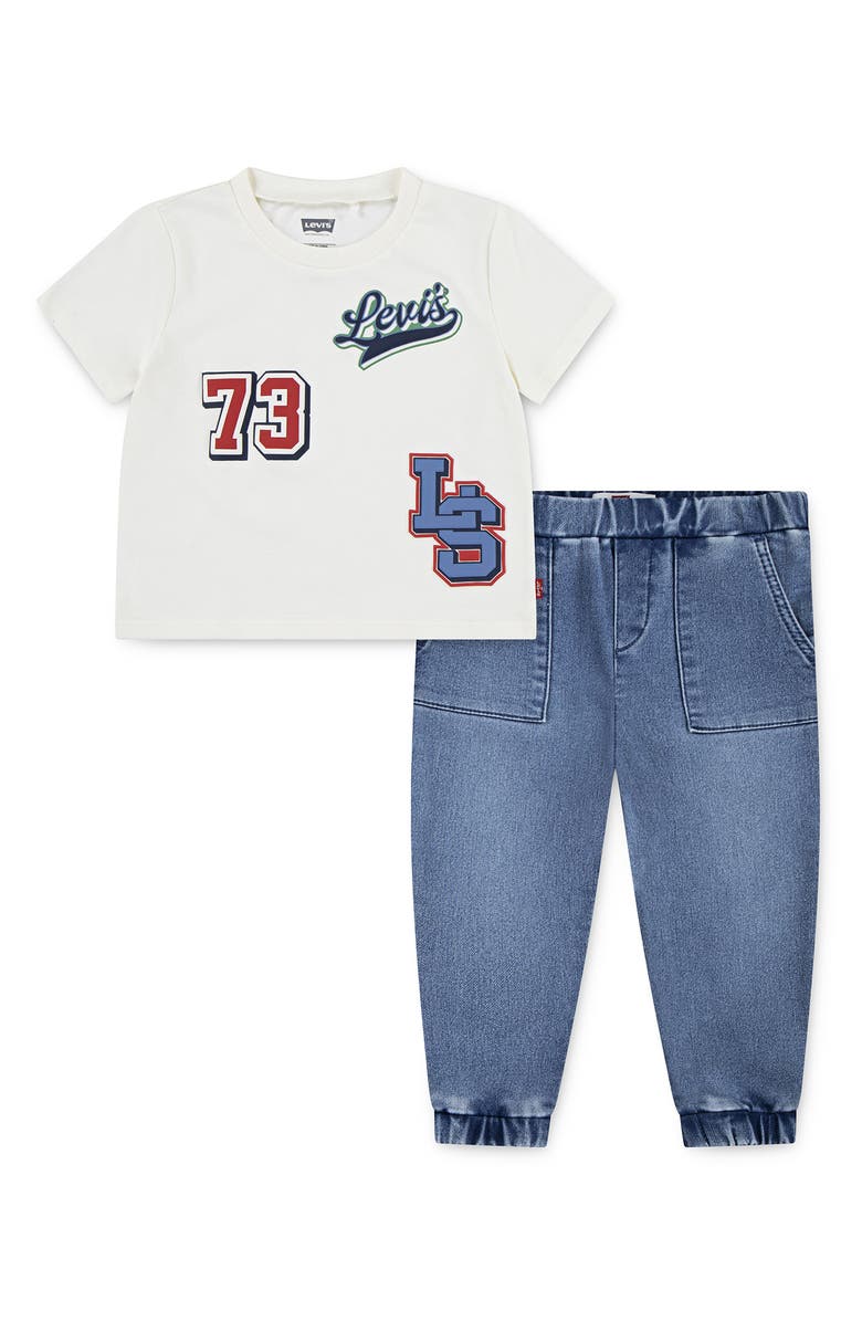 Levi's<sup>®</sup> Moto Patch T-Shirt & Dobby Joggers Set, Main, color, Levis