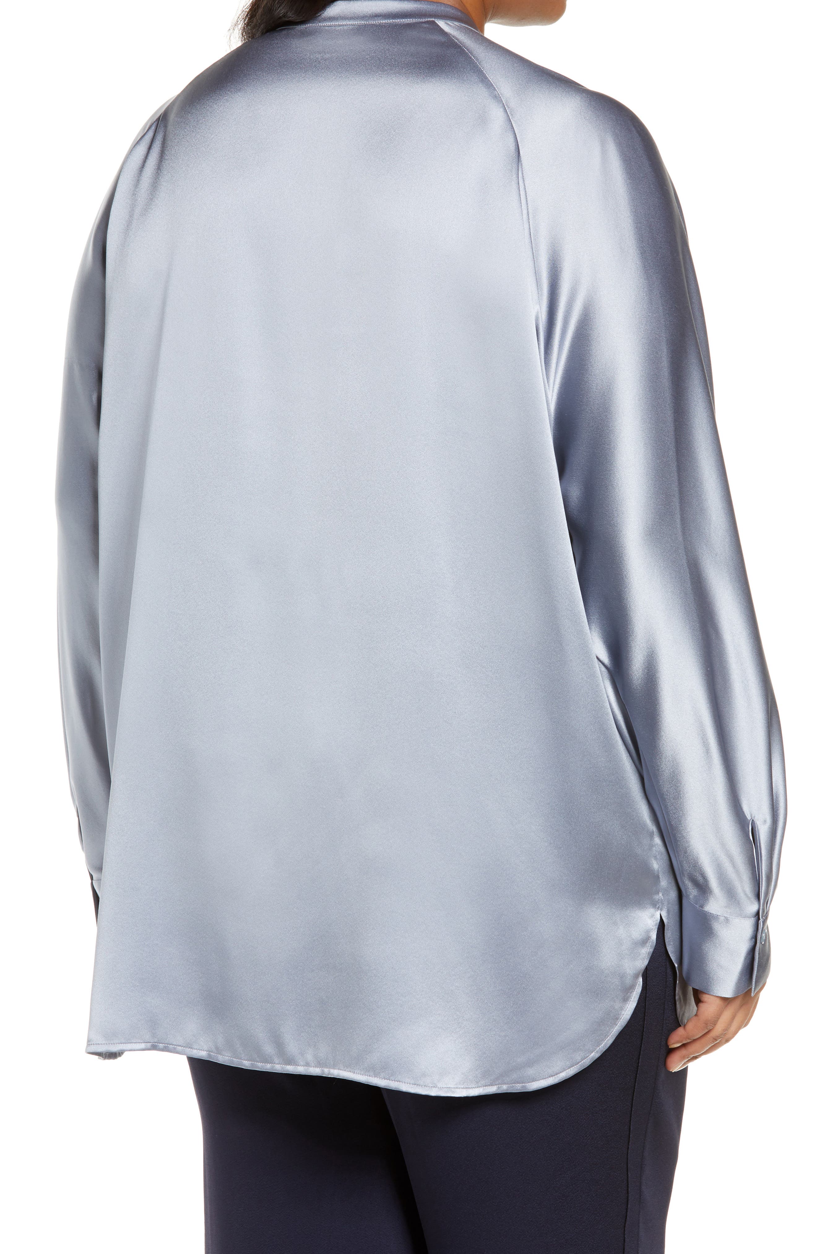 Vince Band Collar Silk Blouse (Women) | Nordstrom