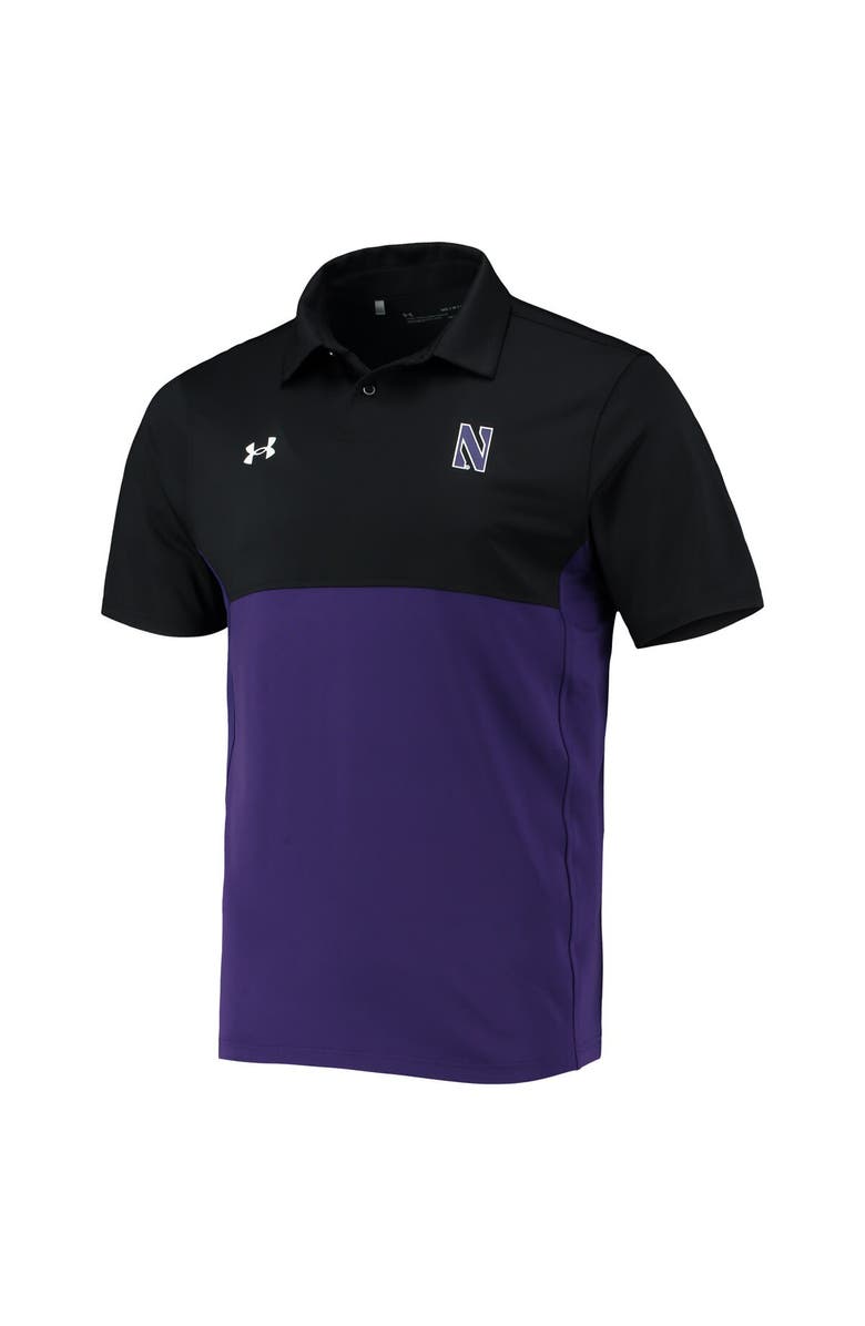 Under Armour Men's Under Armour Black/Purple Northwestern Wildcats 2022 Blocked Coaches Performance Polo, Alternate, color, 