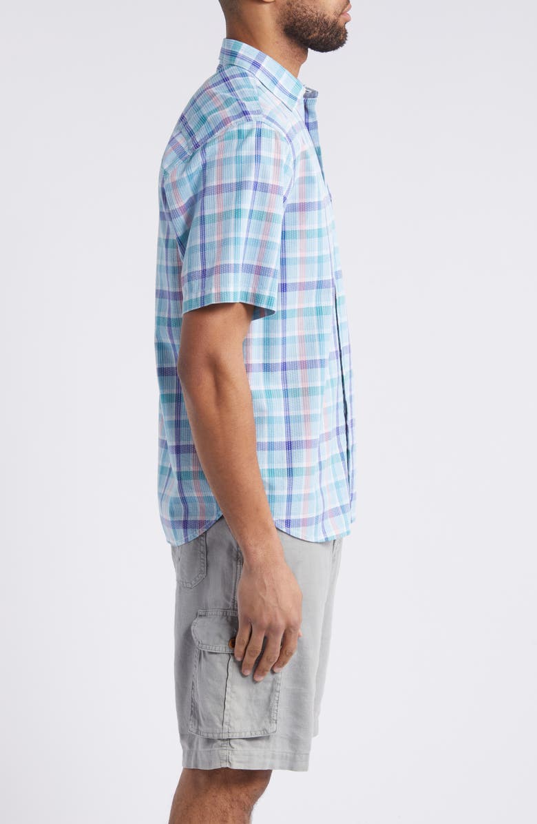 Tommy Bahama Sky Ripple Check Short Sleeve Button-Up Shirt, Alternate, color, Gulf Shore