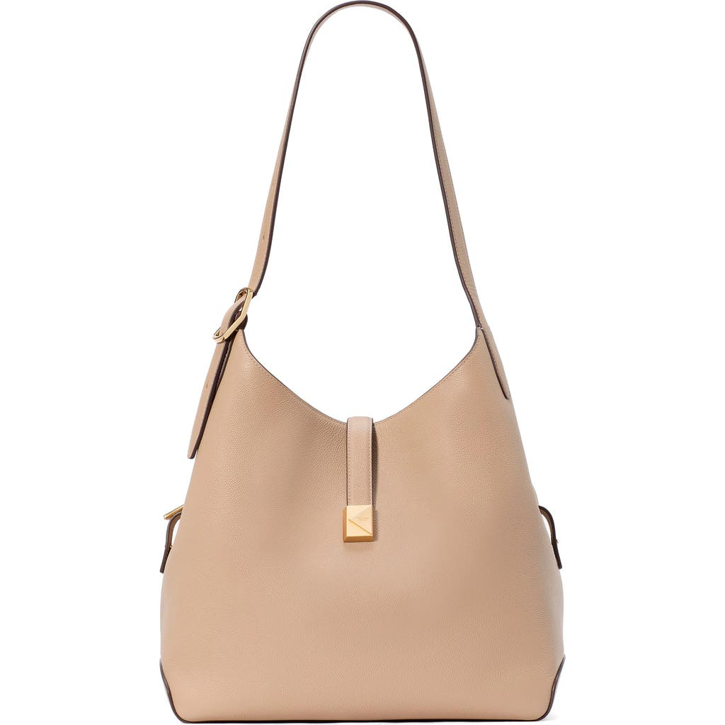 Shop Kate Spade New York Large Deco Pebbled Leather Shoulder Bag In Timeless Taupe