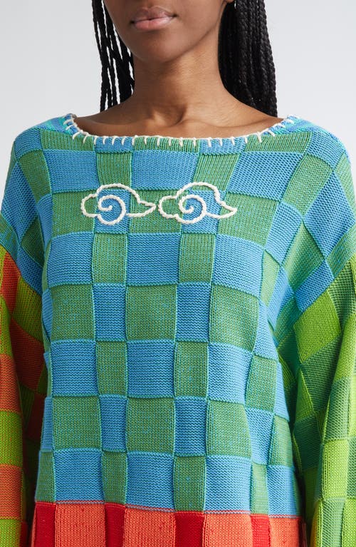 Yanyan Check Embroidered Cloud Sweater In Multi