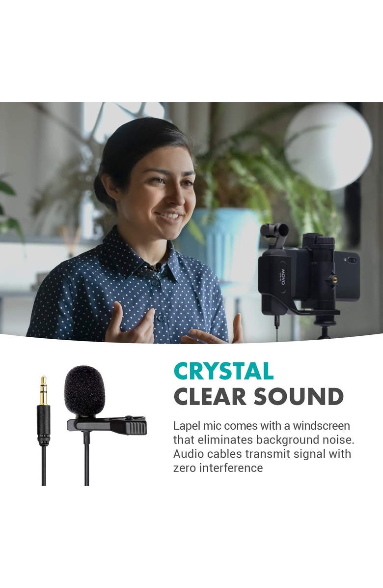 MOVO DM1P Omnidirectional Lavalier Microphone Compatible with The DJI OSMO Pocket - Lapel Mic, Great Interview Microphone for Recording, Alternate, color, Black