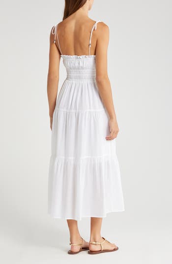 Smocked Cover-Up Midi Dress