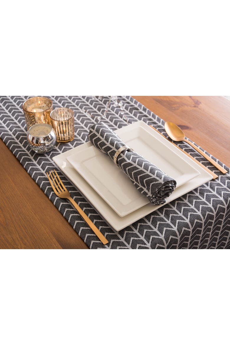 Black & White Herringbone Napkin Set/6, Alternate, color, Black/White