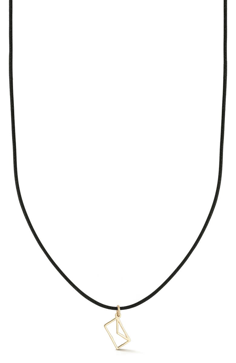 Ember Fine Jewelry 14k Gold Envelope Pendant Cord Necklace, Main, color, Gold