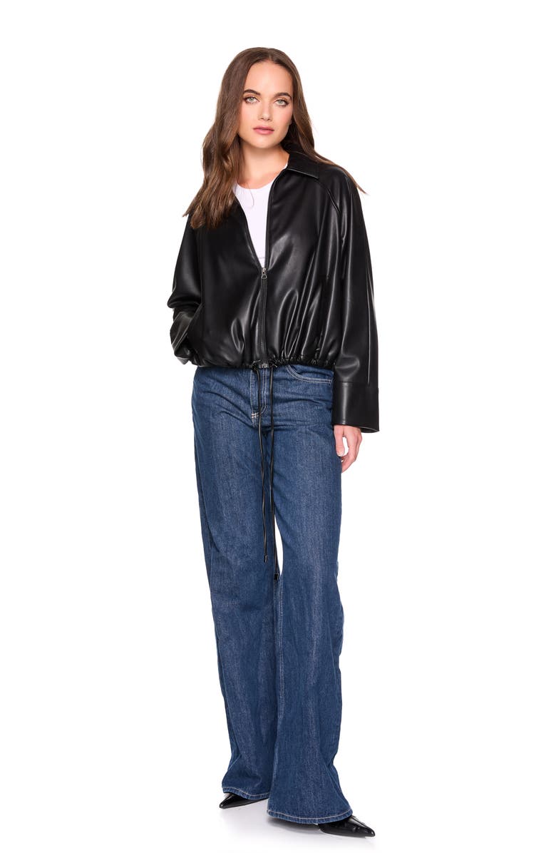 Susana Monaco Faux Leather Full Zip Jacket, Alternate, color, Black