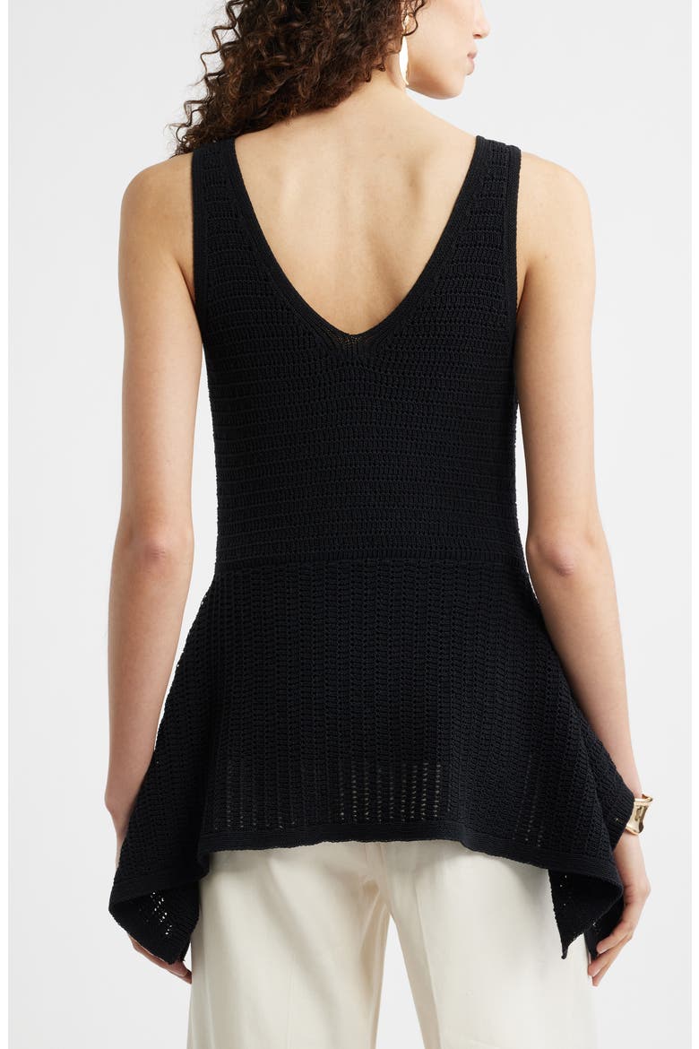 V-Neck Peplum Sweater Tank, Alternate, color, BLACK